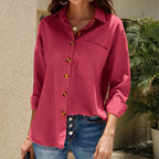 Women's Fall Women Clothing Solid Color Casual Plus Size Long Sleeve Shirt Top Women