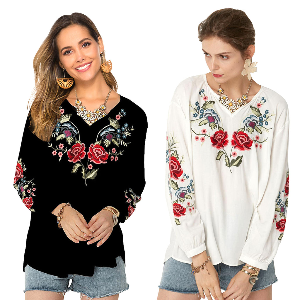 Women's Loose Design Shirt Women Autumn Women Clothing Embroidered Shirt