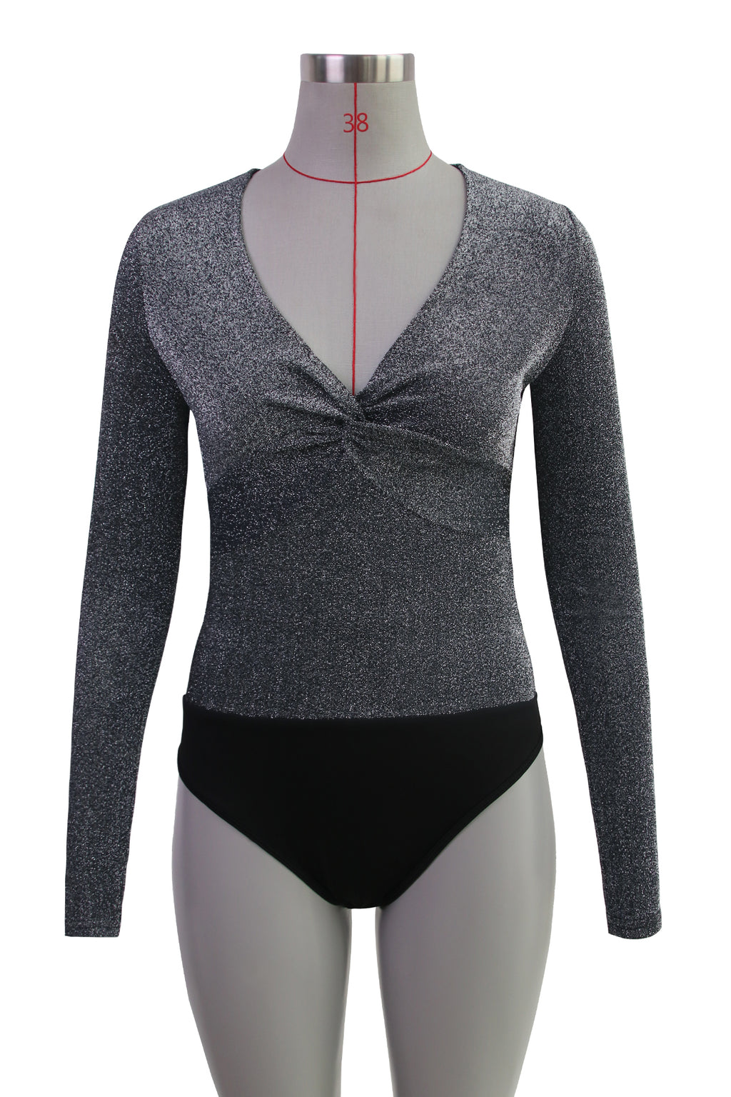 Women's Deep V Asymmetric Long Sleeve Bodysuit