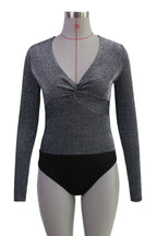 Women's Deep V Asymmetric Long Sleeve Bodysuit