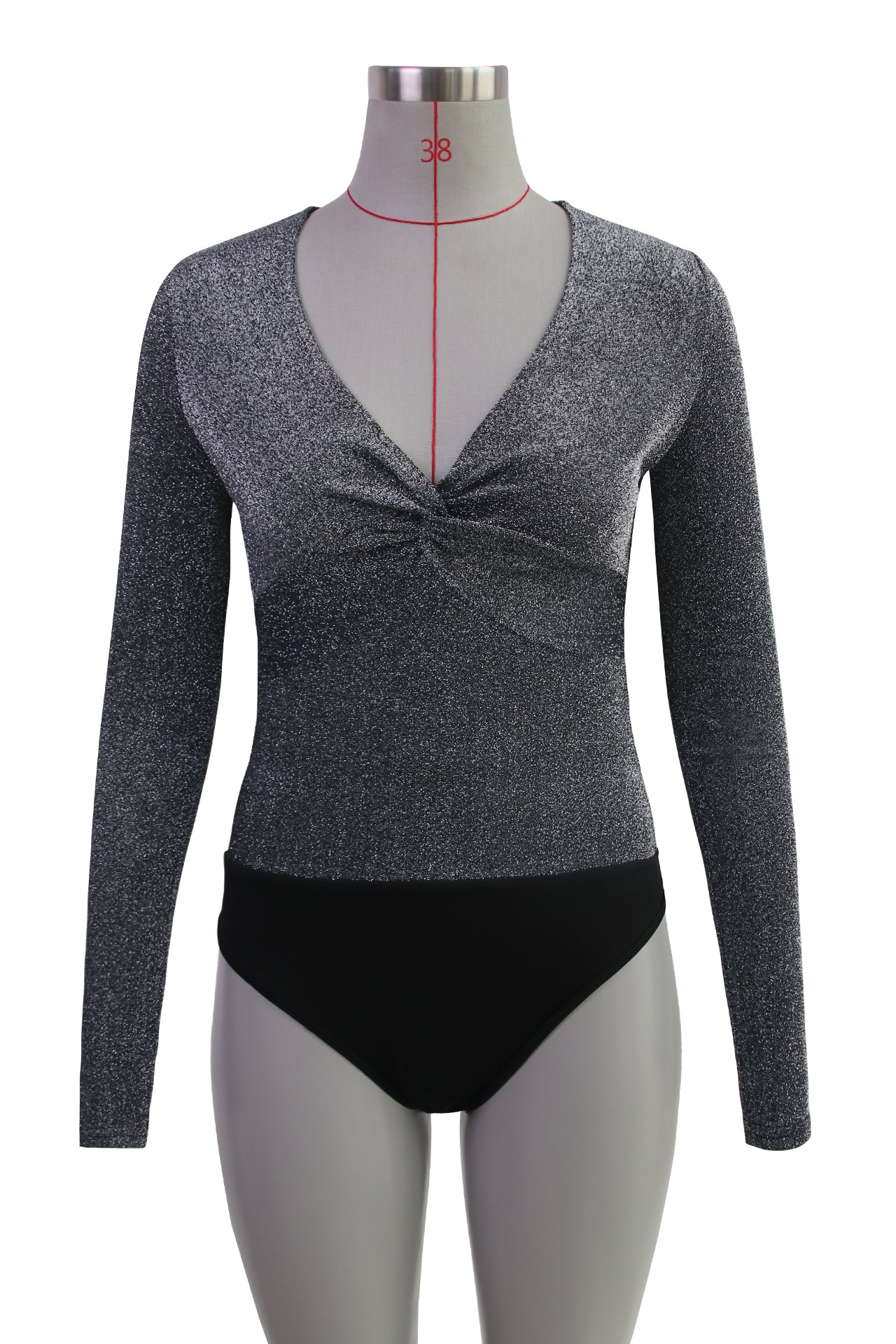 Women's Deep V Asymmetric Long Sleeve Bodysuit