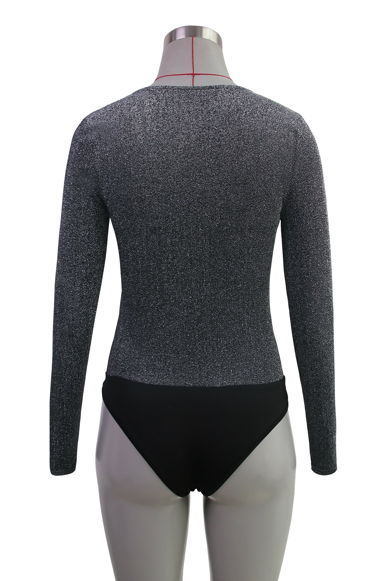 Women's Deep V Asymmetric Long Sleeve Bodysuit