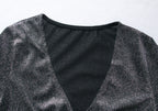 Women's Deep V Asymmetric Long Sleeve Bodysuit