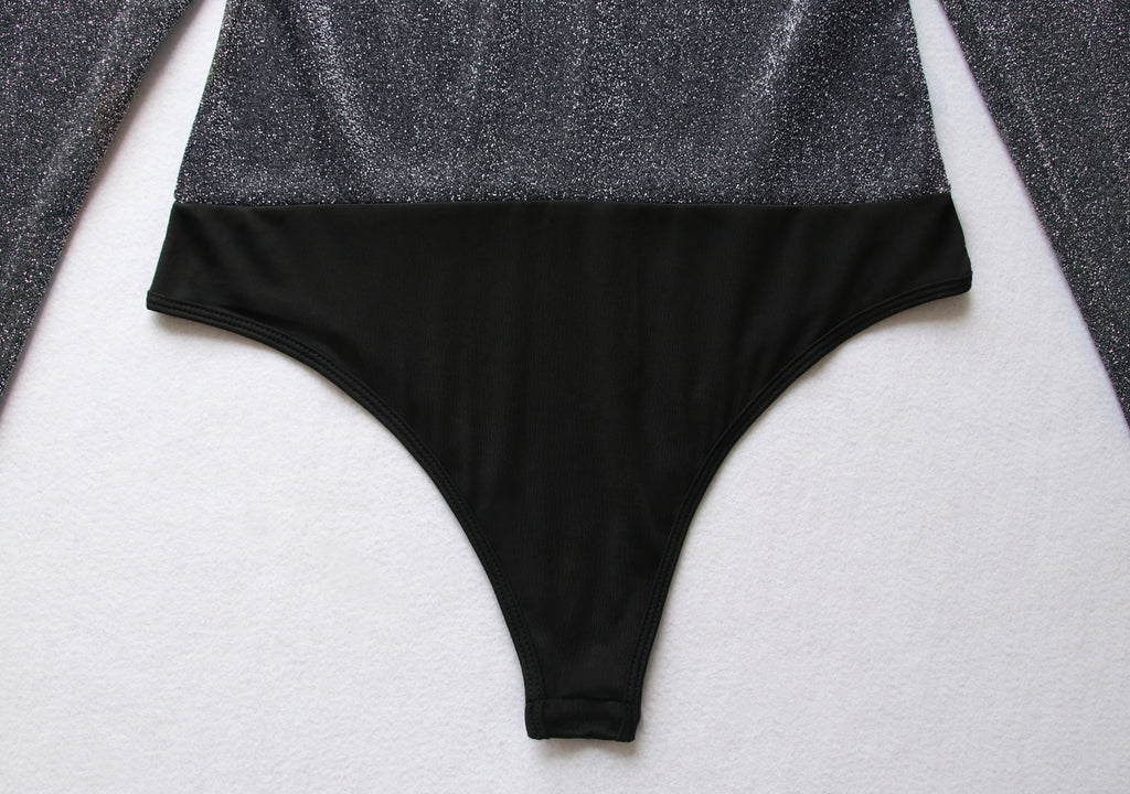 Women's Deep V Asymmetric Long Sleeve Bodysuit