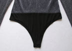 Women's Deep V Asymmetric Long Sleeve Bodysuit