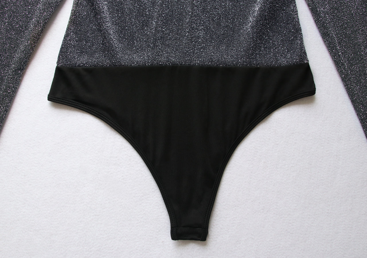 Women's Deep V Asymmetric Long Sleeve Bodysuit