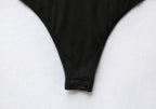 Women's Deep V Asymmetric Long Sleeve Bodysuit