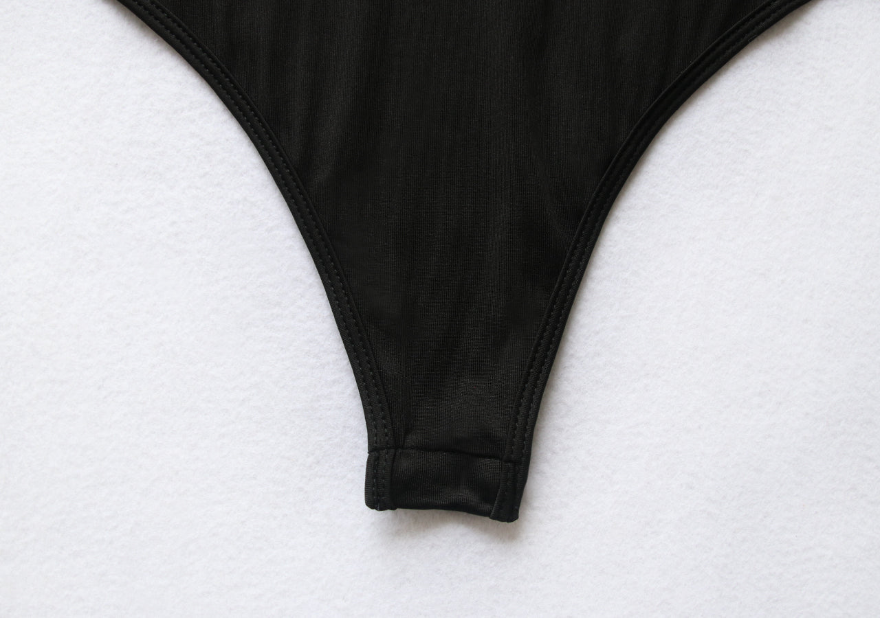 Women's Deep V Asymmetric Long Sleeve Bodysuit
