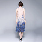 Women's Printed Ruffle Midi Dress