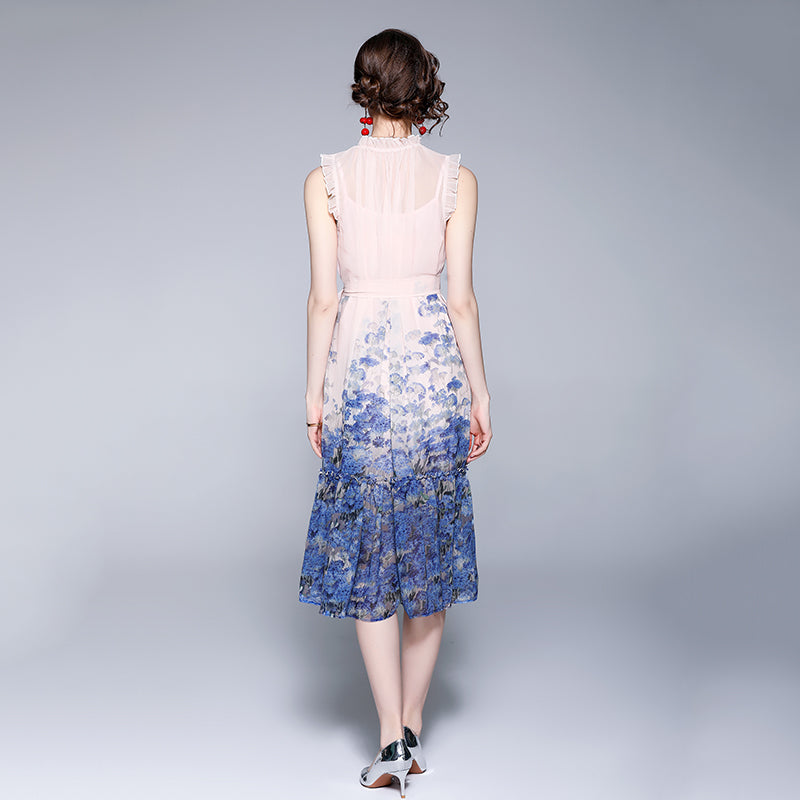 Women's Printed Ruffle Midi Dress