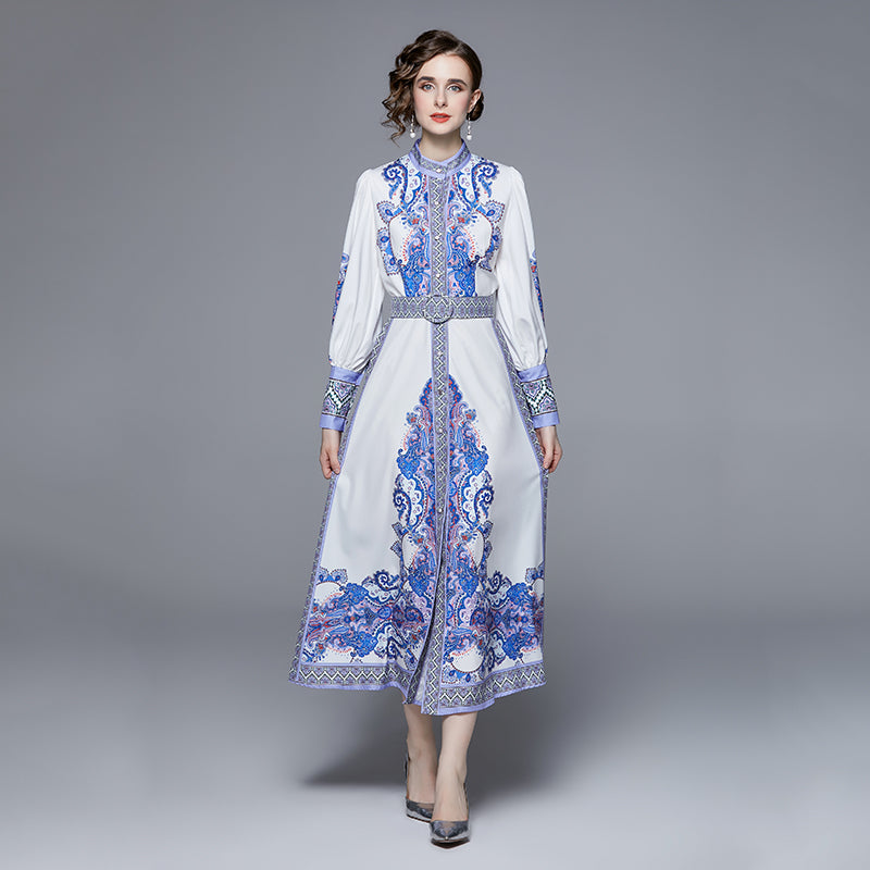 A-Line Shirt Long-Sleeve Maxi Dress