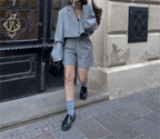 Autumn High Grade Casual Small Short Top Shorts Two-Piece Set