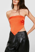 's Back Lace Up Satin Wrapped Chest Solid Color Triangular