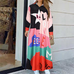 Long Sleeve Printed Shirt Dress