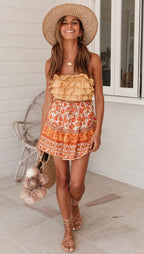 Women's New Printed Flounce Fashion Holiday Skirt