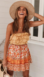 Women's New Printed Flounce Fashion Holiday Skirt