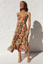 Printed Spaghetti-Strap Dress