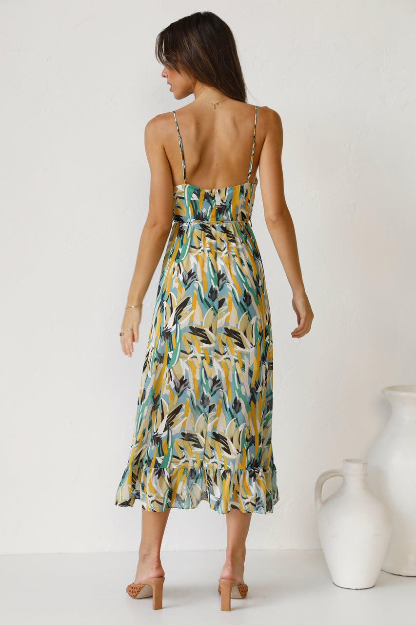 Printed Spaghetti-Strap Dress