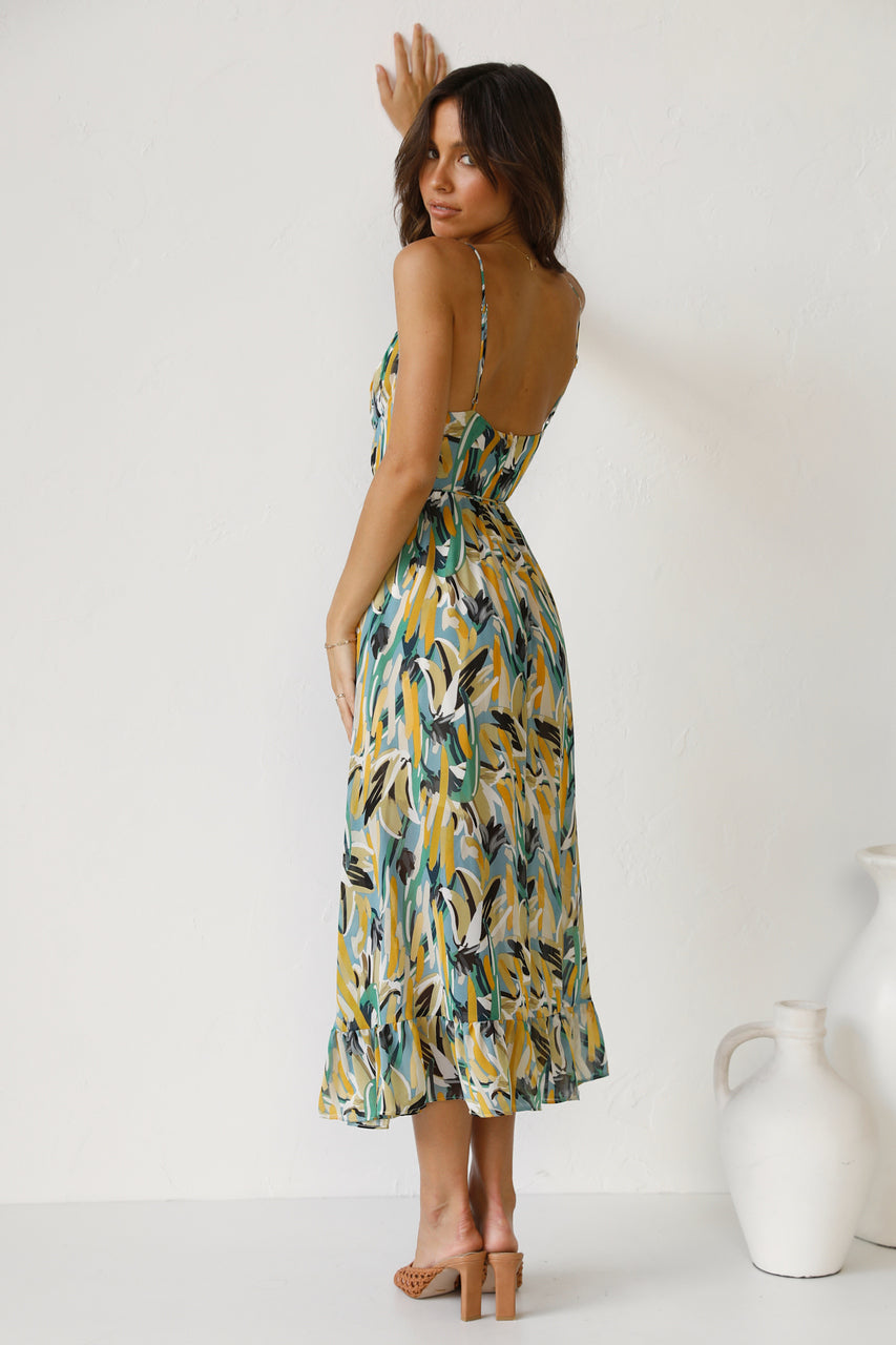 Printed Spaghetti-Strap Dress