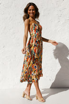 Printed Spaghetti-Strap Dress