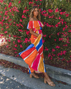 New Striped Printed Shoulder Ruffled Dress