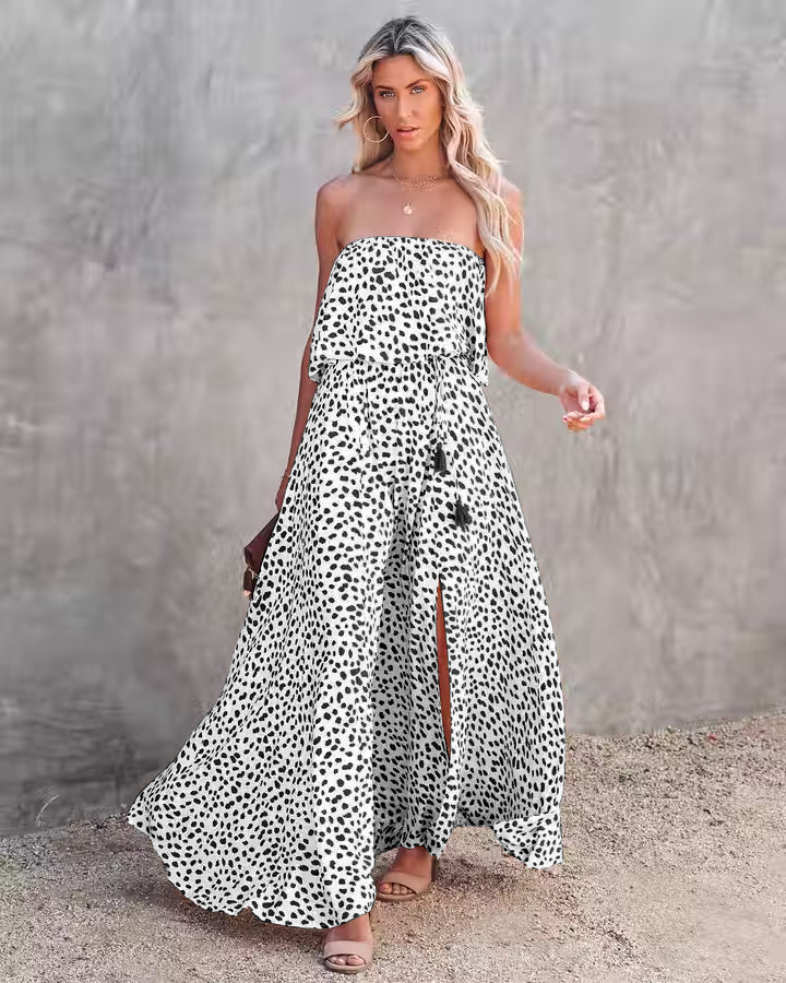 Strapless Floral Bohemian Dress
