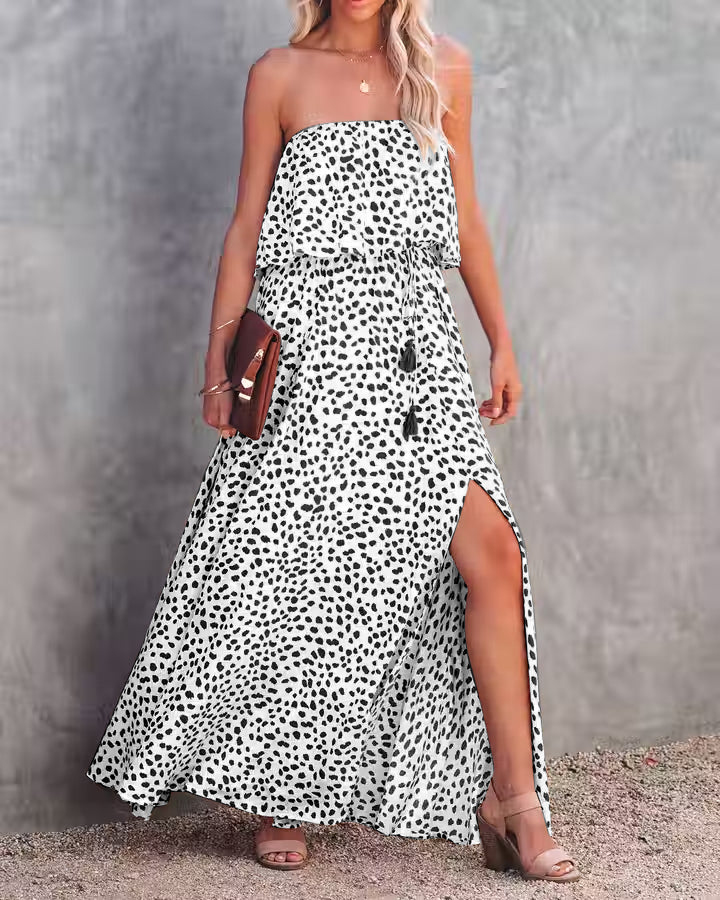 Strapless Floral Bohemian Dress