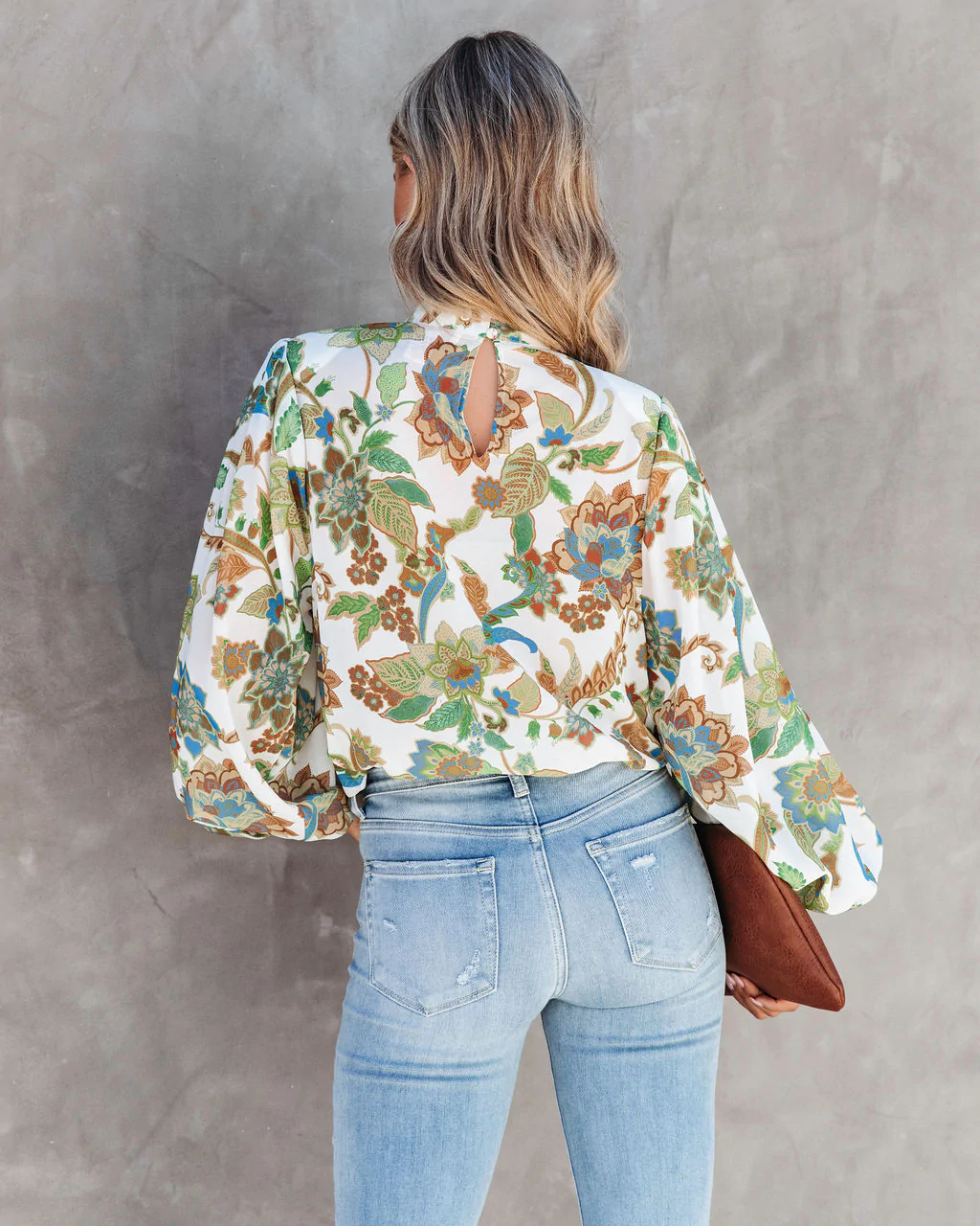 Women Summer Vacation New Women Printed Collar Lantern Sleeve Long Sleeve Shirts