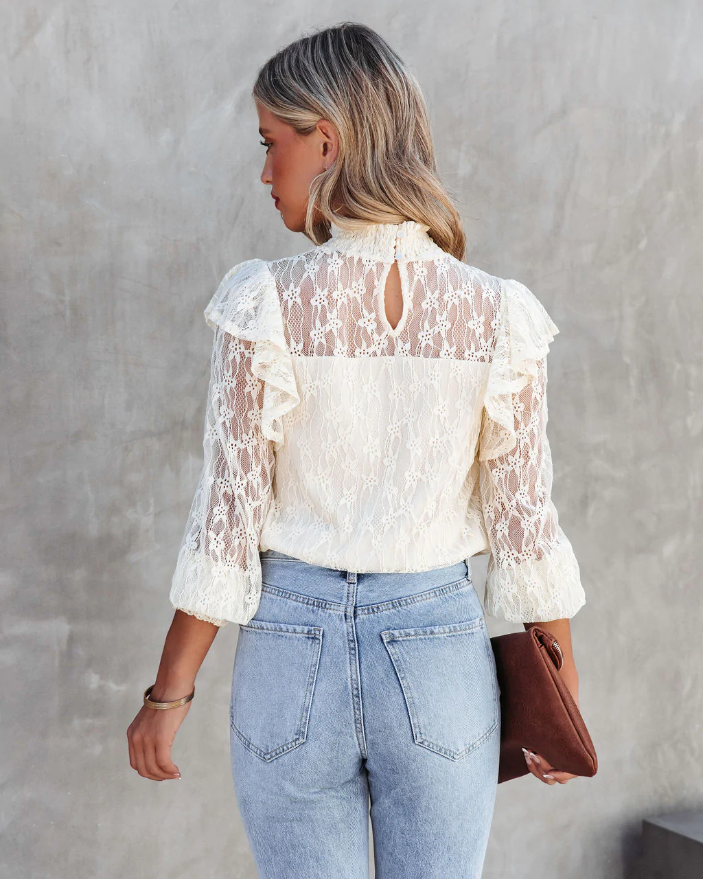 Women's Summer Vacation New Gouhua Hollow Lace Lotus Long Sleeve Blouses