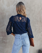 Women's Summer Vacation New Gouhua Hollow Lace Lotus Long Sleeve Blouses