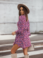 Floral Asymmetric Long-Sleeve Dress