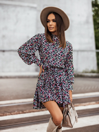 Floral Asymmetric Long-Sleeve Dress