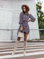 Floral Asymmetric Long-Sleeve Dress