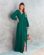 Summer Vacation New V-Neck Long Sleeve Dress