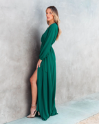 Summer Vacation New V-Neck Long Sleeve Dress