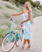 Summer Vacation New Printed Strap V-Neck Flounce Dress