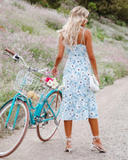 Summer Vacation New Printed Strap V-Neck Flounce Dress