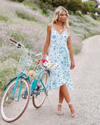 Summer Vacation New Printed Strap V-Neck Flounce Dress