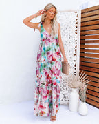 Women's Tie-Dye Ruffle Strap Vacation Maxi Dress