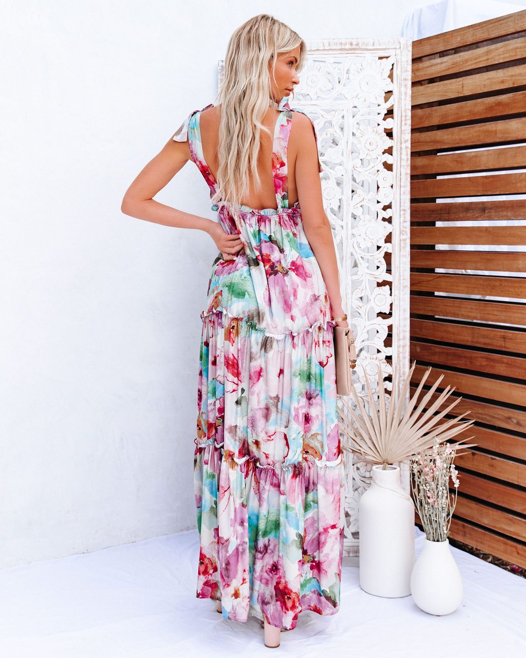 Women's Tie-Dye Ruffle Strap Vacation Maxi Dress