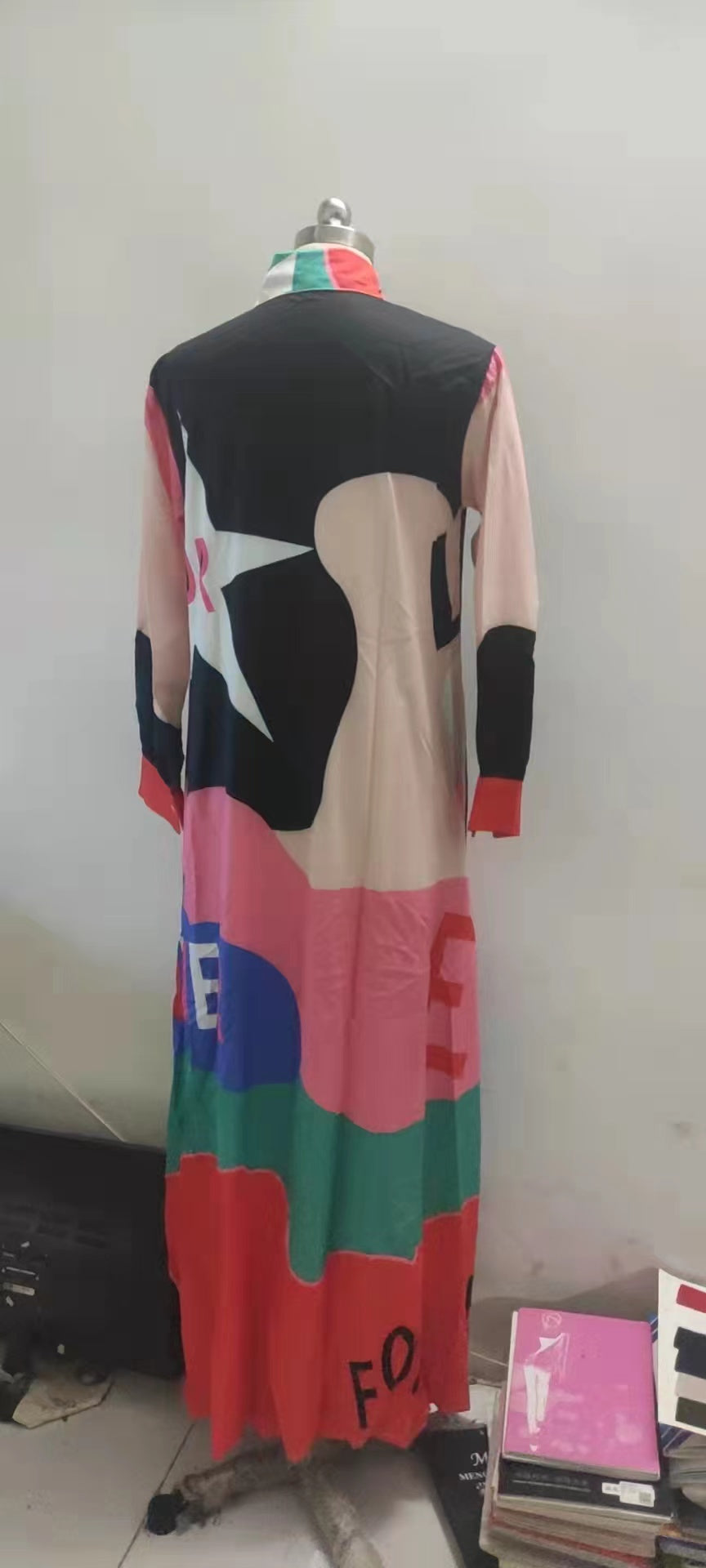 Long Sleeve Printed Shirt Dress