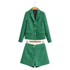 Long-Sleeve Spring Office Blazer Shorts Suit Set