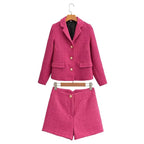 Long-Sleeve Spring Office Blazer Shorts Suit Set