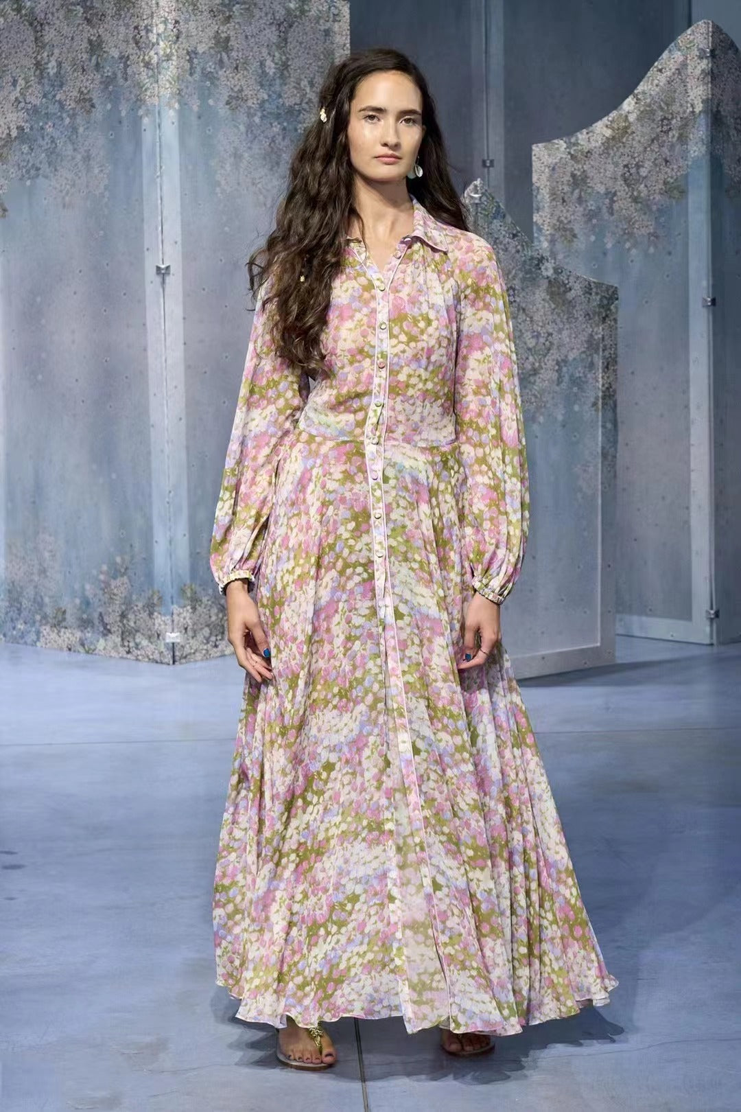 Bohemian Collared Shirt Maxi Dress