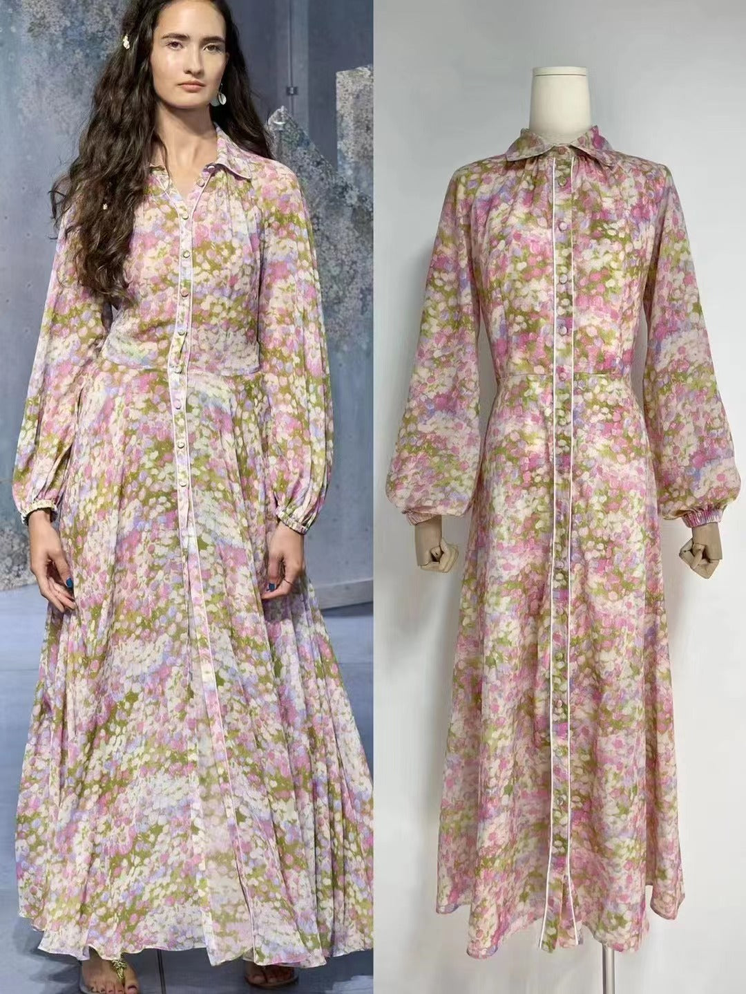 Bohemian Collared Shirt Maxi Dress