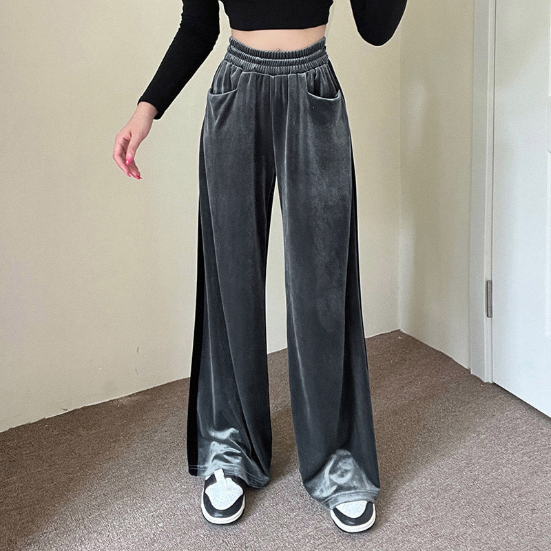 Fall Suede Waist Trimming Draping Stitching Straight Skirt