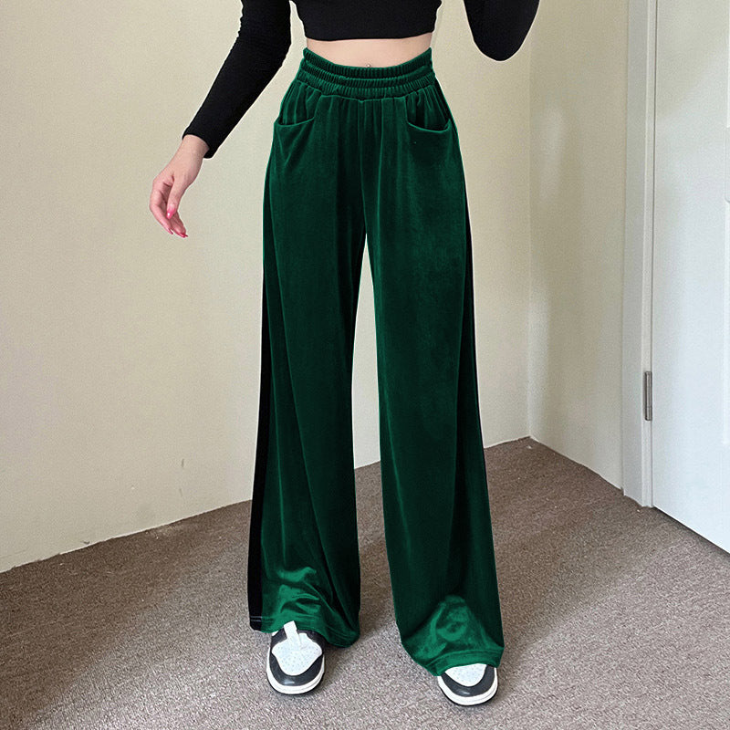 Fall Suede Waist Trimming Draping Stitching Straight Skirt