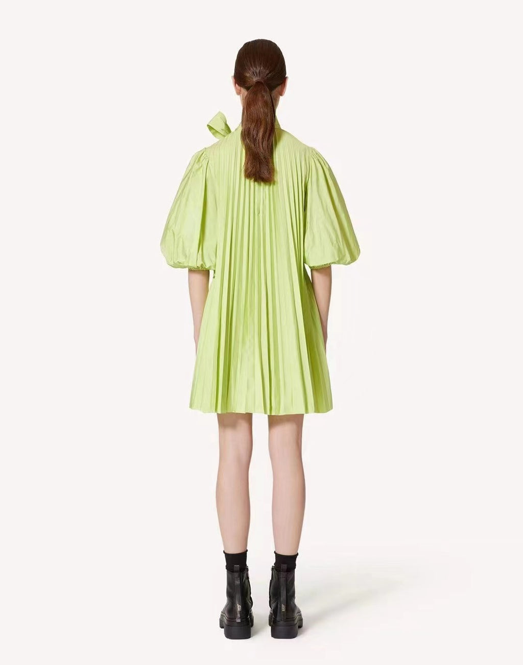 Women's Summer Tie Neck Daily Elegant Puff Sleeve A Line Dress