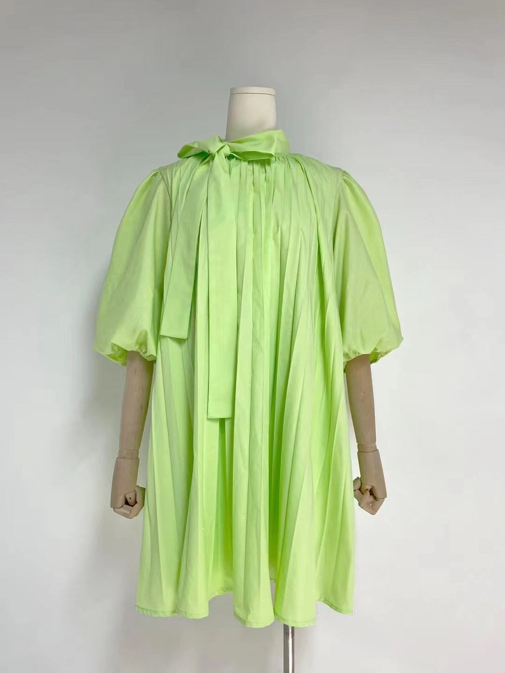 Women's Summer Tie Neck Daily Elegant Puff Sleeve A Line Dress