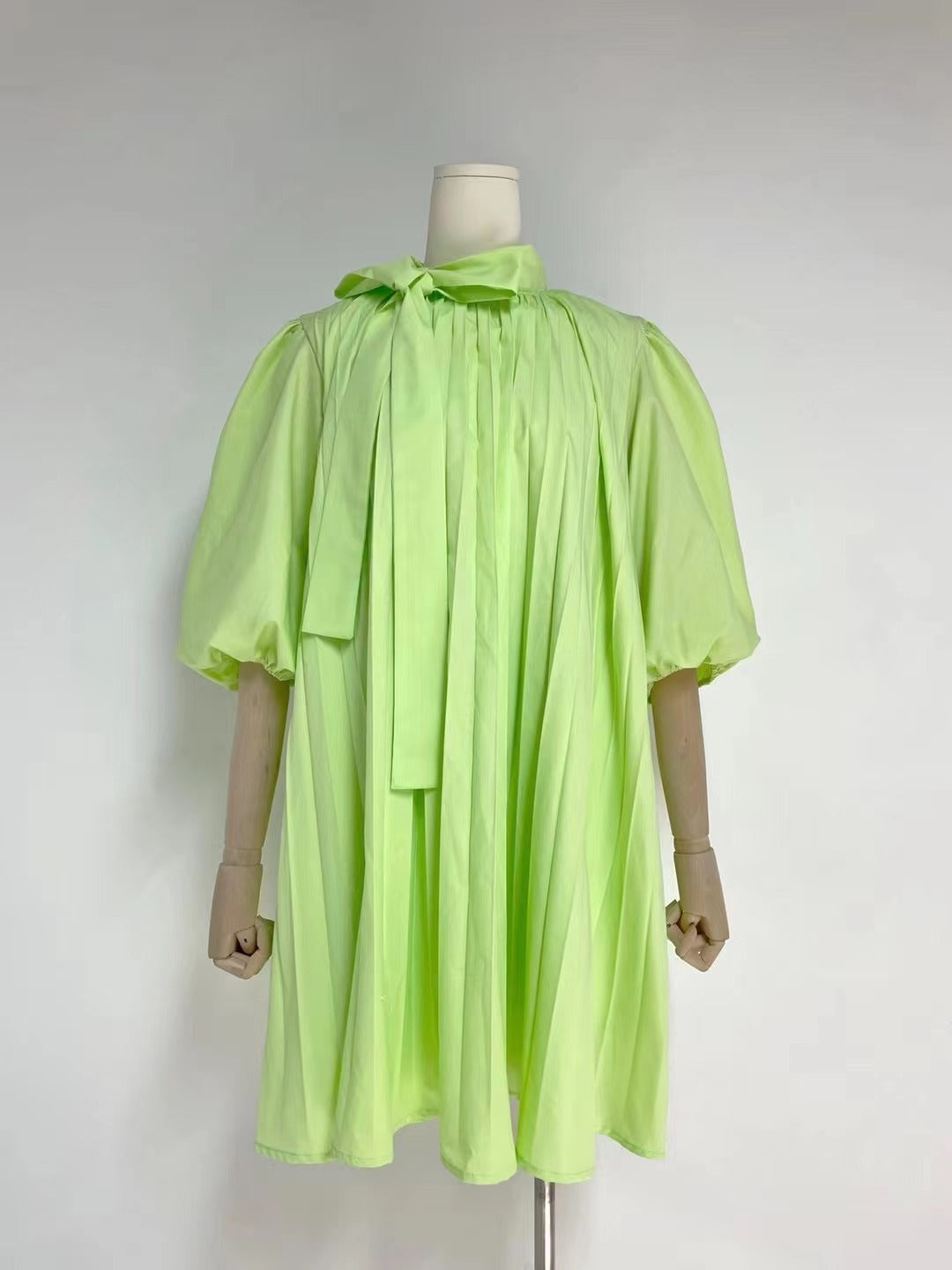 Women's Summer Tie Neck Daily Elegant Puff Sleeve A Line Dress
